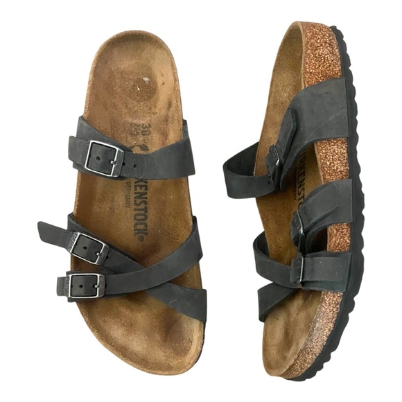 Birkenstock Franca Oiled Leather Sz 38 Narrow Vintage Black - Picture 1 of 8